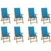 Folding Garden Chairs with Cushions Set of 8 Acacia Wood
