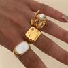 3Pcs/Set Vintage Irregular Imitation Pearl Rings Set for Women Geometric Exaggerated Gold Color Knuckle Joint Ring Party Jewelry