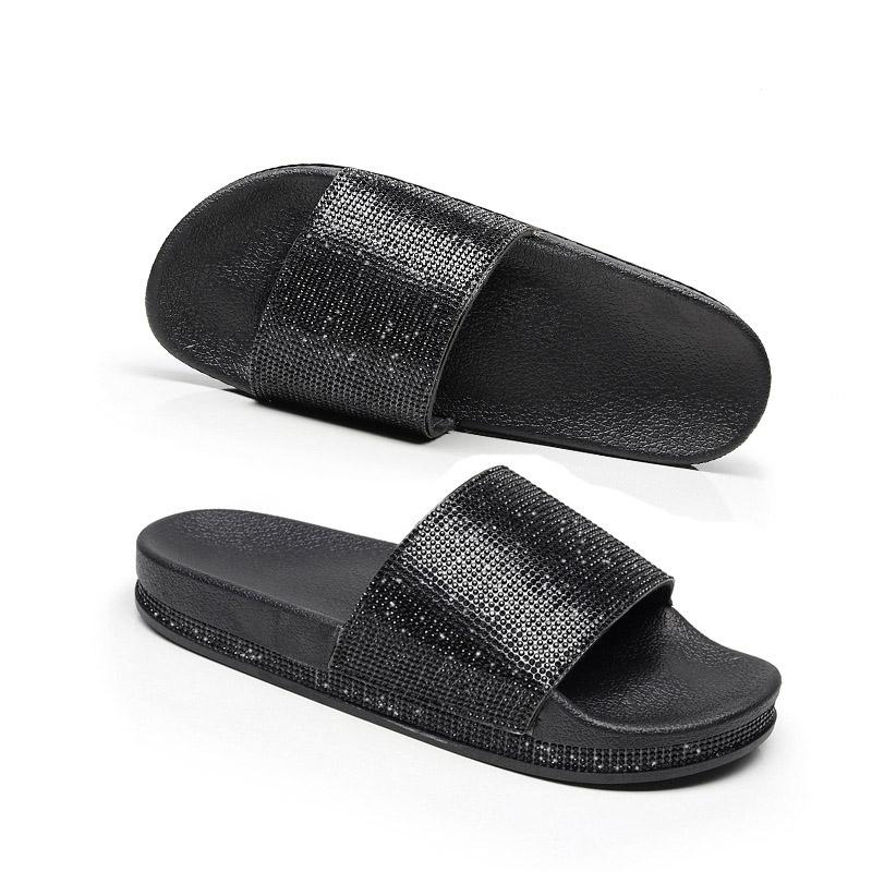 Sandales à plateforme Bling Été Femmes Pantoufle Nouvelle Mode Strass Dame Pantoufle de Plage Chaussures Tongs Slides Talons Hauts WSH3646