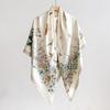 Simple and fashionable plant floral print square scarf, fresh and sophisticated, spring/autumn thin 111 twill silk scarf for women