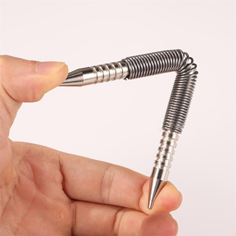 2pc Spring-Loaded Center Punch Set, Dual-Ended, High Carbon Steel, Non-Electric, Handheld Pin Punch Tools, Narrow Space Door Hinge Pin Removal