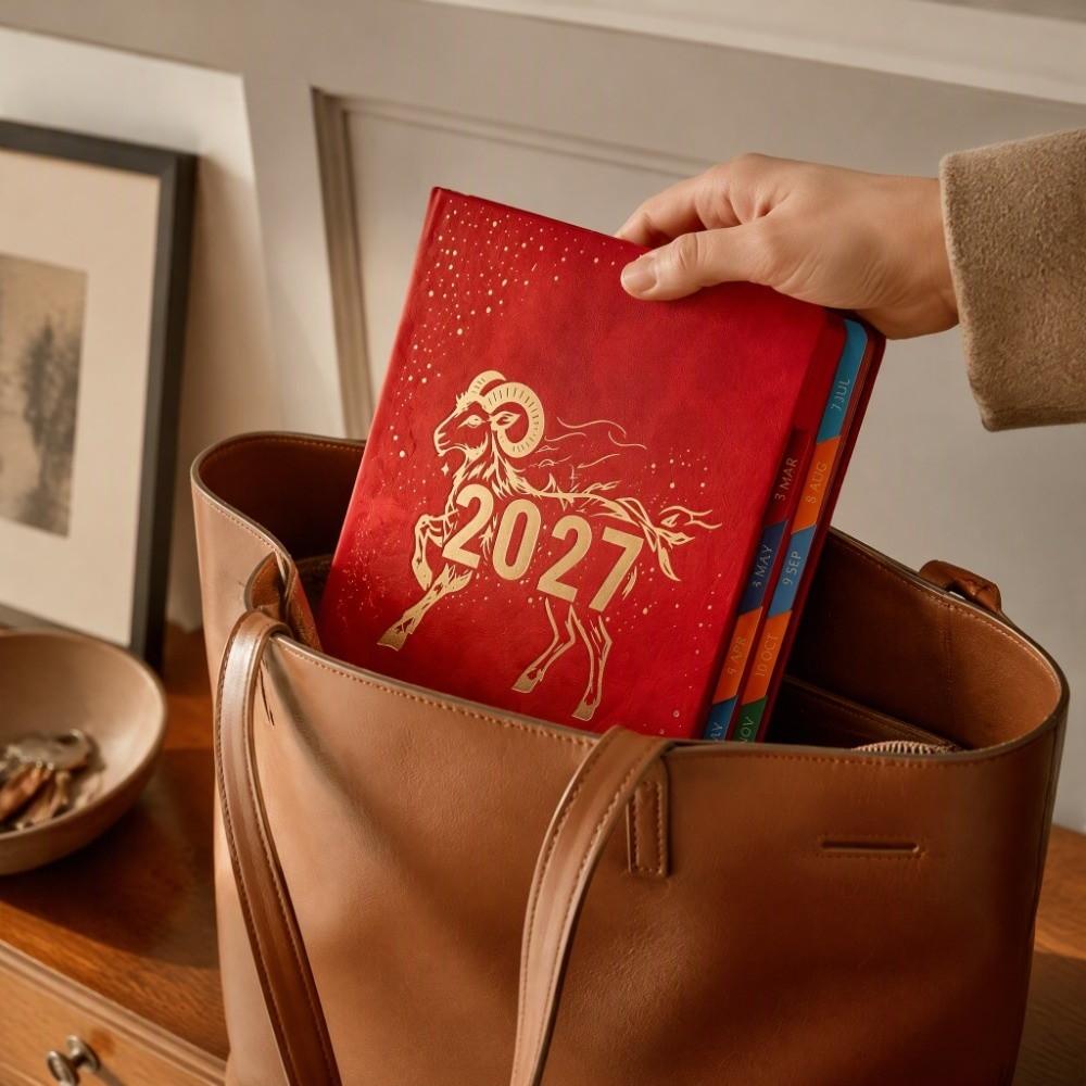 Chinese Zodiac Sheep Year Planner PU Waterproof New Year Daily Planner Calendar Diary  School