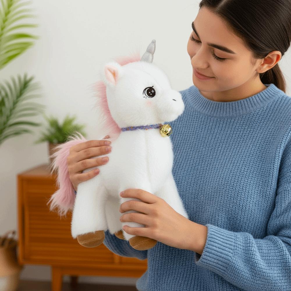 Cozy Stuffed Horse Plush Toy Lifelike Horse Stuffed Horse Doll Cute White Horse Doll  Kid Toy