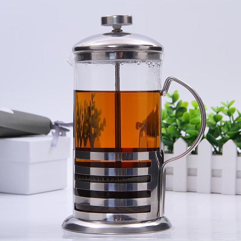 Xinfie Stainless Steel French Press Coffee Tea Maker - Grid Pattern - 600ML Double Pack