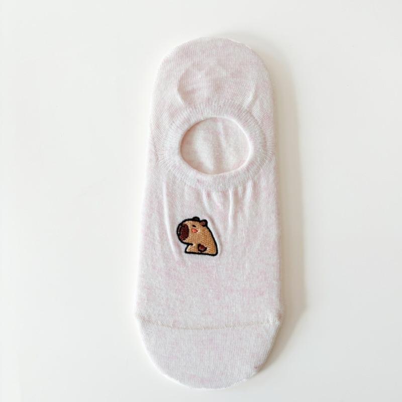 Little Bear Socks Women Spring and Summer Invisible Socks Simple Short Socks Summer Silicone Anti-slip Shallow Mouth Boat Socks Boneless Cotton Socks