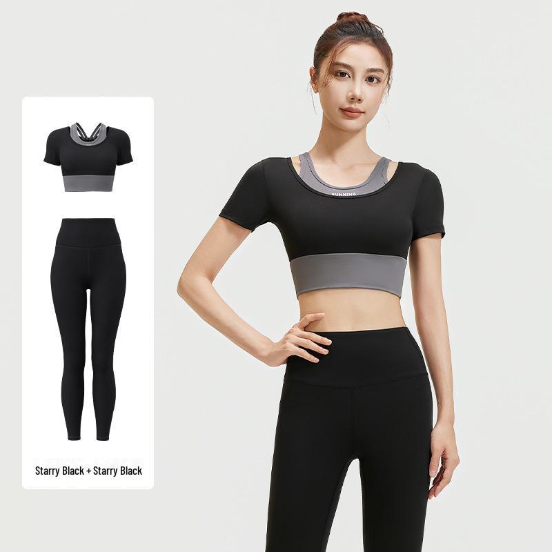 Juyitang Two-in-One Colorblock Yoga Suit - Bra-Free Fitness Apparel