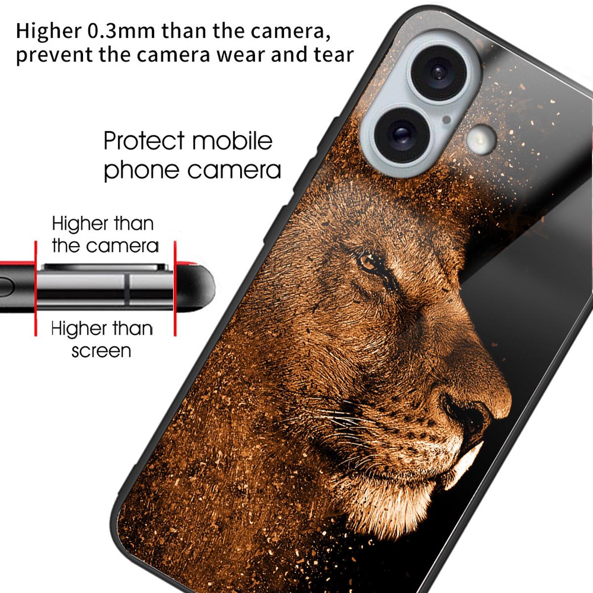 

For iPhone 16 Case Tempered Glass TPU Drop-Proof Phone Cover Pattern Printing Style J