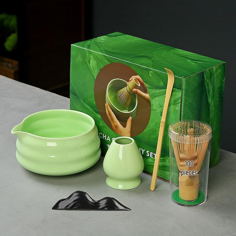 Japanese Ceramic Matcha Bowl Set with Bamboo Chasen Whisk – Perfect for Song Dynasty Tea Ceremony