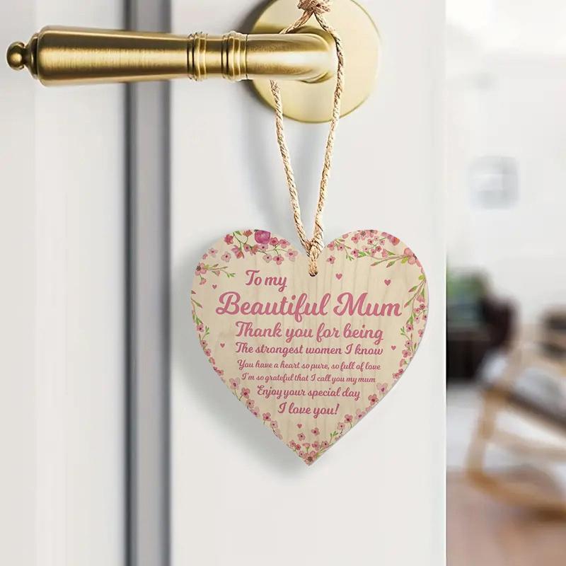 Wooden Heart Hanging Sign Birthday Mothers Day Gifts Thank You Gift For Mom Home Door Decorative Ornaments Pendant