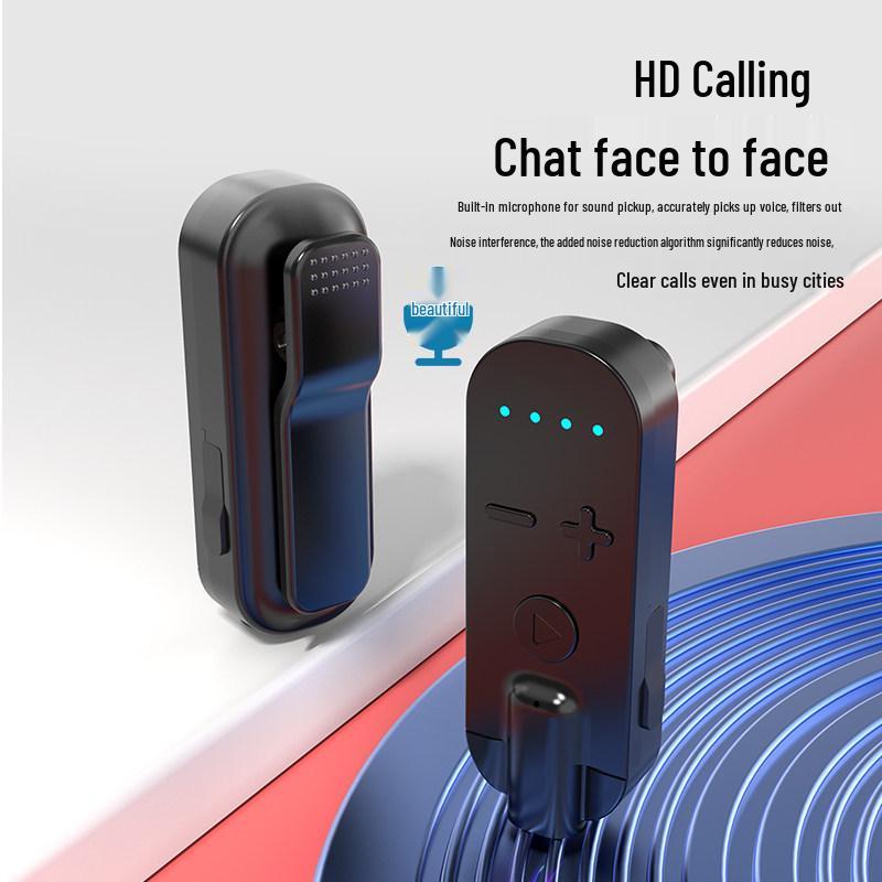 Universal Clip-On Bluetooth Headphone Receiver with Extended Battery, High-Quality Sound, Noise Reduction, and HD Calls