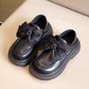 Girls Black Princess Leather Loafers Kids Soft Sole Flat Shoes Children Dress Shoes for Performance School