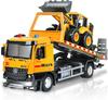 Tow Truck Toy with Metal Cabin: Flatbed, Backhoe Loader, Friction Powered Trailer. Construction Vehicle with Lights Sounds, for 3-7 Years Boys