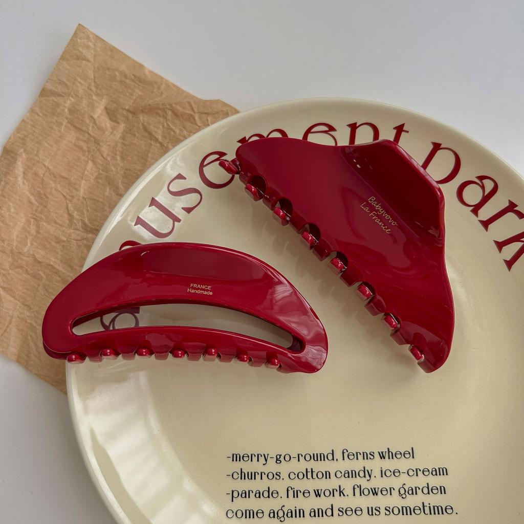 Korean Women Large Red Bright Color Acetate Hair Claws Barrettes Hairpins Ponytail Hair Clips Girls Hair Accessories Shark Clip