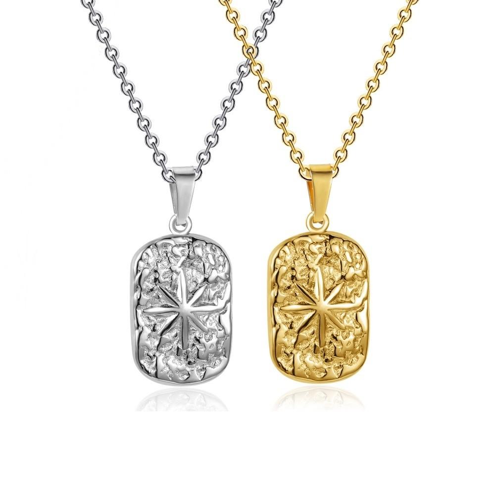 Non Fading Compass Pendant Necklace Silver Color Geometric Pendant Necklace  for Men Women
