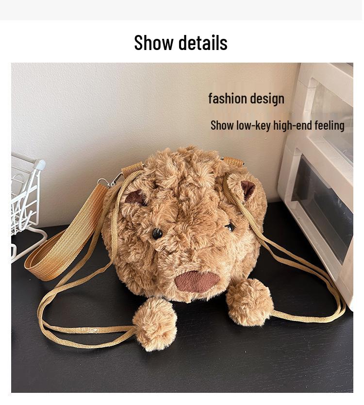 Barcelona Bear Plush Crossbody Bag - Women's Cute Single Shoulder Tote & Large Capacity Doll Backpack