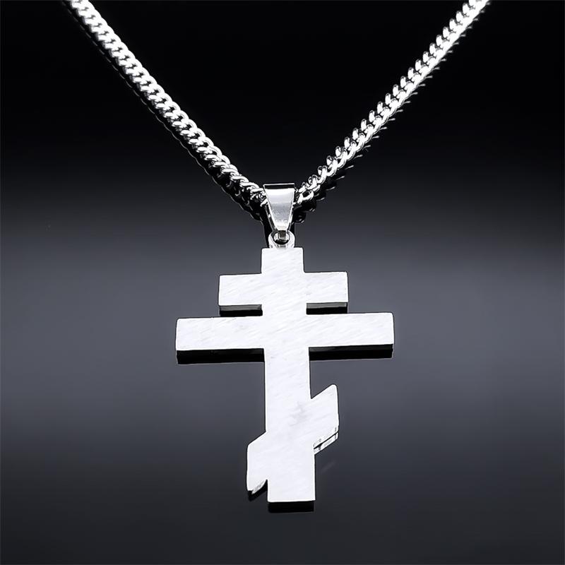 Hip Hop Acero Inoxidable Cruz Ortodoxa Collar Fe Cristo Amuleto Colgante Collares Clásico Religioso Joyería al por Mayor Regalos