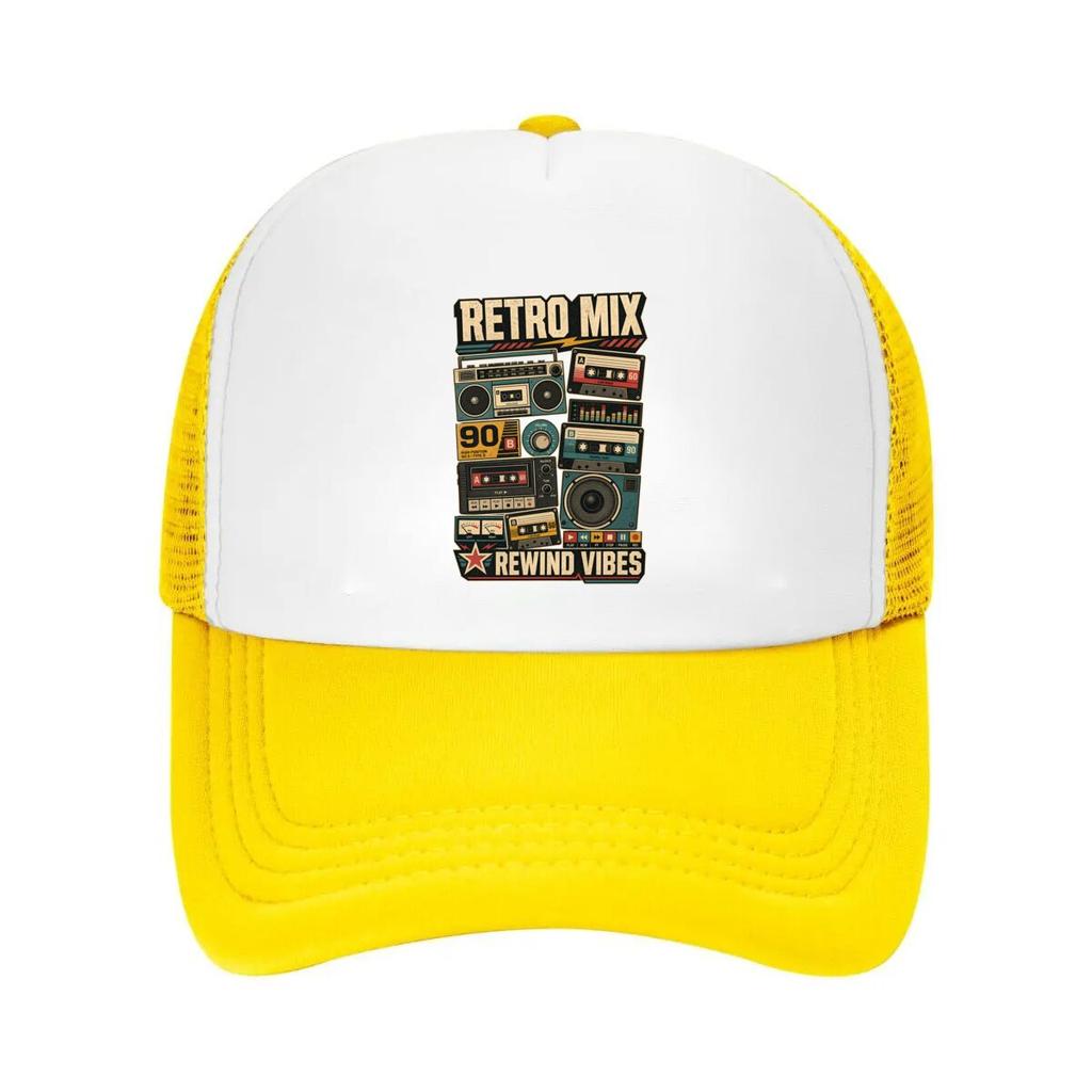 Retro Boombox Mix Tape Revival Mesh Baseball Cap Casual Hat Outdoor For Womens Unisex FeUnisex