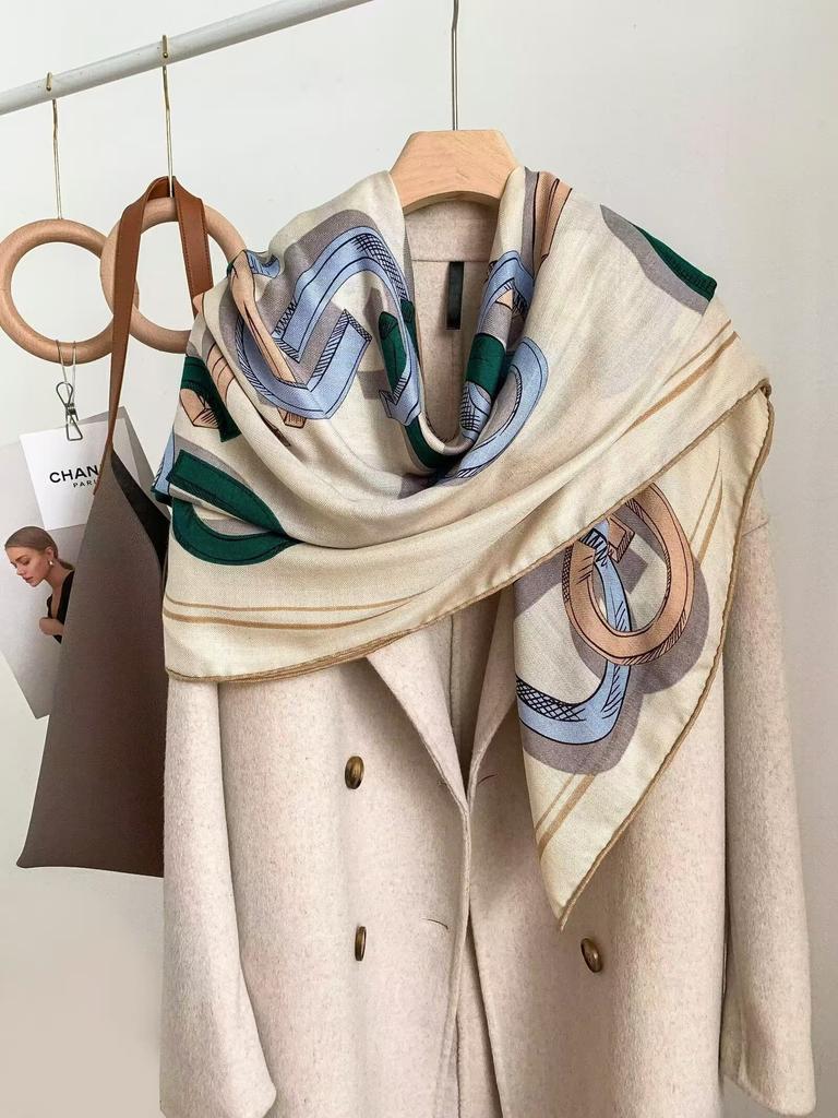 Mulberry silk 111 silk wool large square scarf collection hand-curled high-end gift silk scarf women's autumn shawl