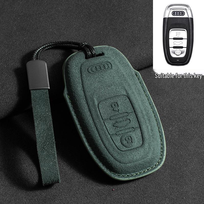 Wildleder Schlüsselhülle für neue Modelle A4L, A6L, A3, A5, A7, Q2L, Q5L, Q3, Q6, Q7, Q8e mit Schlüsseltasche & Kette