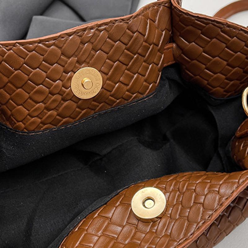 New Woven Bucket Bag Women Minimalist Versatile Shoulder Crossbody High-end Handheld Purse CLE