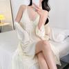 New 1011 Women's Summer French Sexy Ice Silk Pajamas Suspender Nightgown Lace Pure Desire Simulation Silk Loungewear