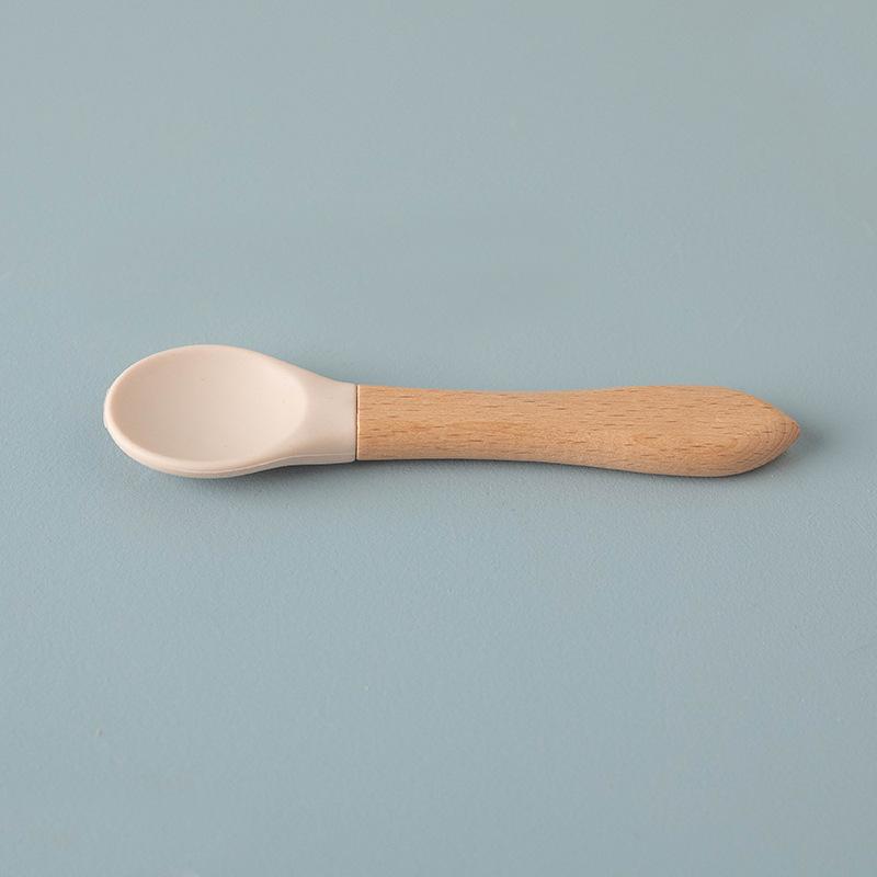 Pet Cat Canned Food Spoon Wooden Handle Silicone Kitten Wet Food Feeding Spoon Baby Food Grade Material Pet Supplies