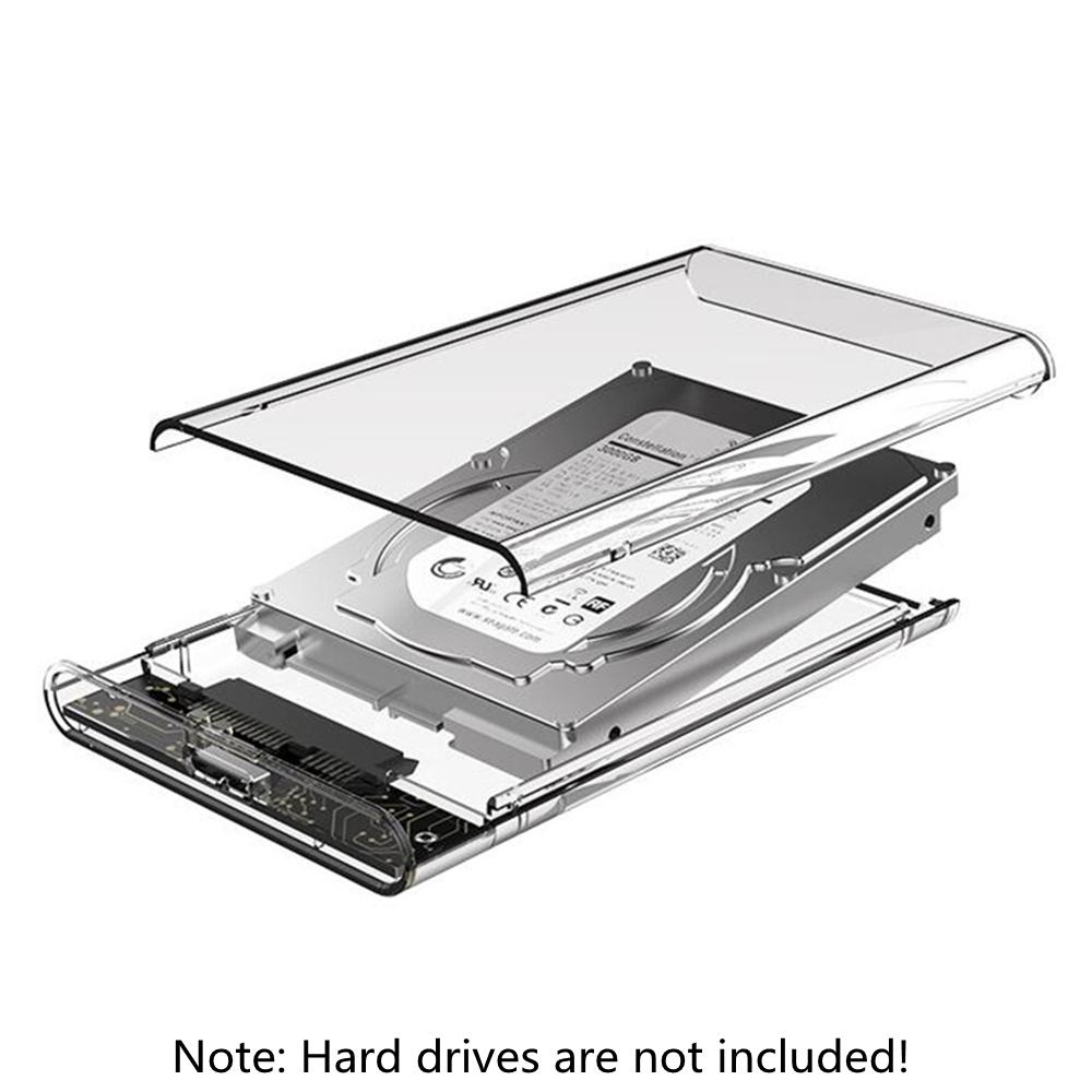 Hard Drive Enclosure 2.5-inch SATA Mobile Hard Disk Case External Clear HDD SSD