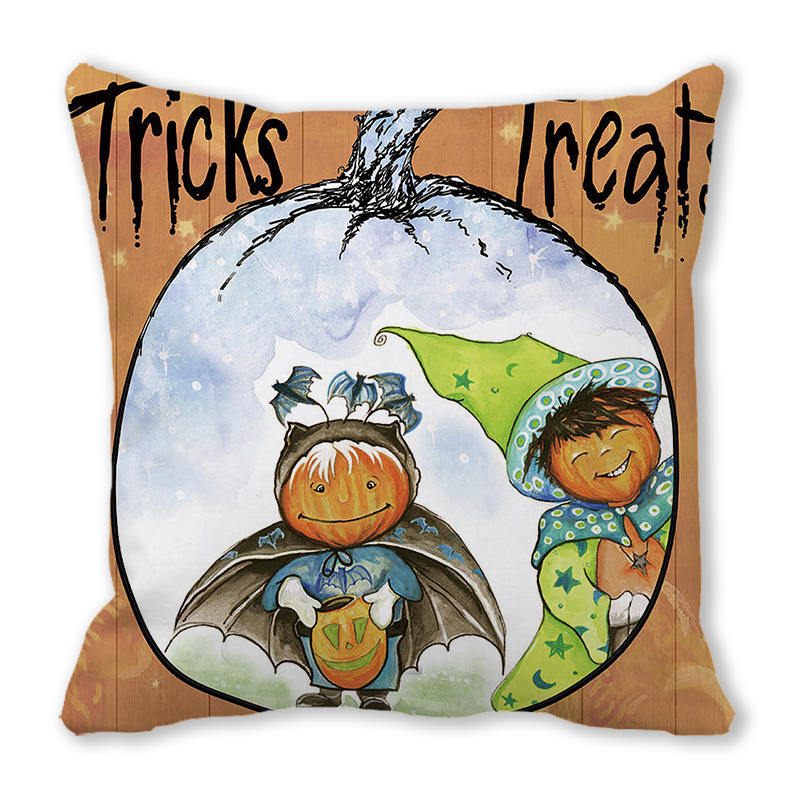 Halloween Horror Pumpkin Print Pattern Cushion Cover for Home Living Room Sofa Decoration Square Polyester Pillowcase