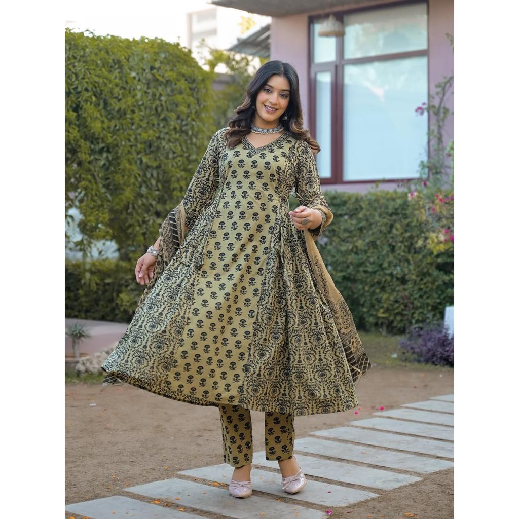 Pakistani Pure Cotton Kurti Pant Dupatta Set Indian Desigenr Top Tunic Kurta Set