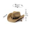 Stile Etnico Cappello da Cowboy Estivo Protezione Solare Intreccio di Paglia Cappello Western Protezione Solare
