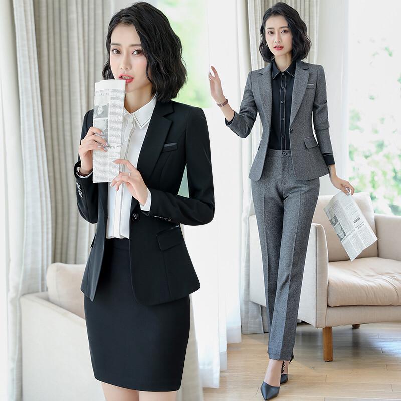 

Женский профессиональный брючный костюм с пиджаком с длинным рукавом M