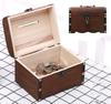 Lockable Wooden Piggy Bank: Retro Carved Money Box & Children's Toy
