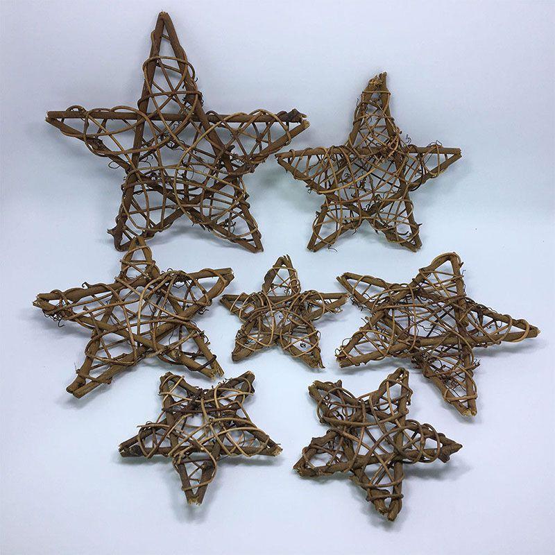 

1pcs Natural Christmas Dried Rattan Wreath Xmas Garland Home Door Wall Decor Diy Pentagram,25cm