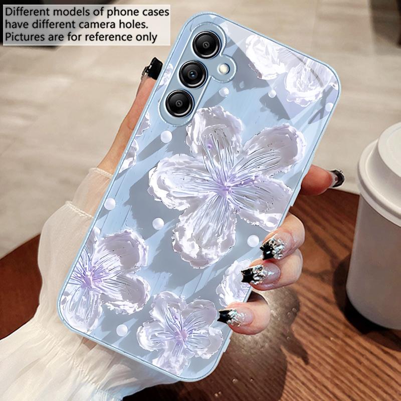 Pintura al óleo de girasoles Para Samsung Galaxy A14 4G 20 30 52 20S 21S 22 32 33 34 42 50 51 53 54 70 71 72 73 5G Funda de Cristal para Teléfono