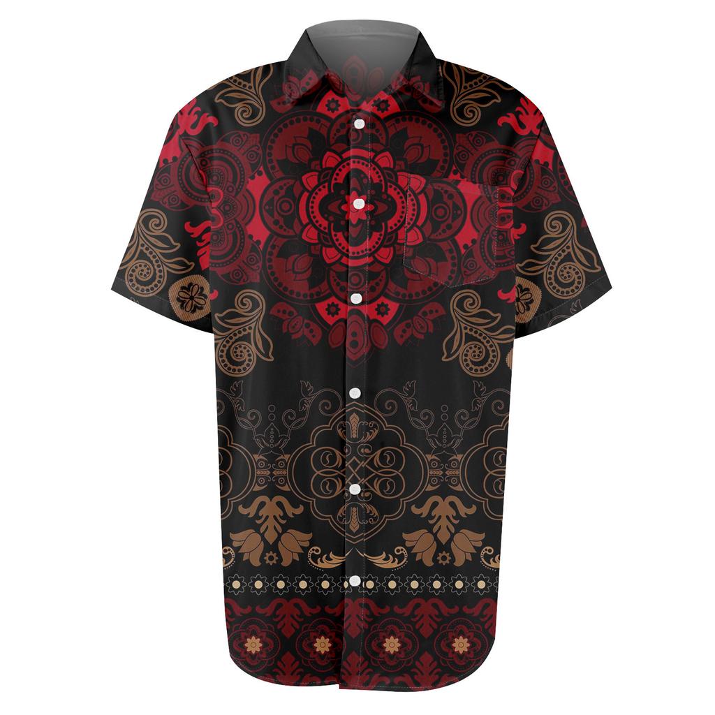 Retro Bohemian Print - Men's Casual Short Sleeved Shirt