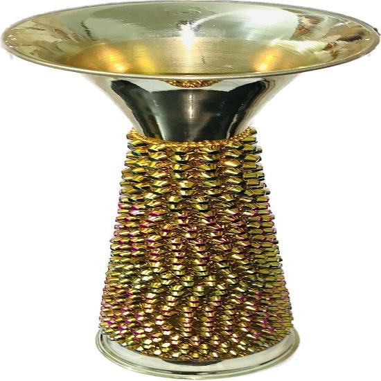Brass Beads Flower Vase Table Top Decorative Vase for Home Decor Showpiece for Gift 38.1 Cm