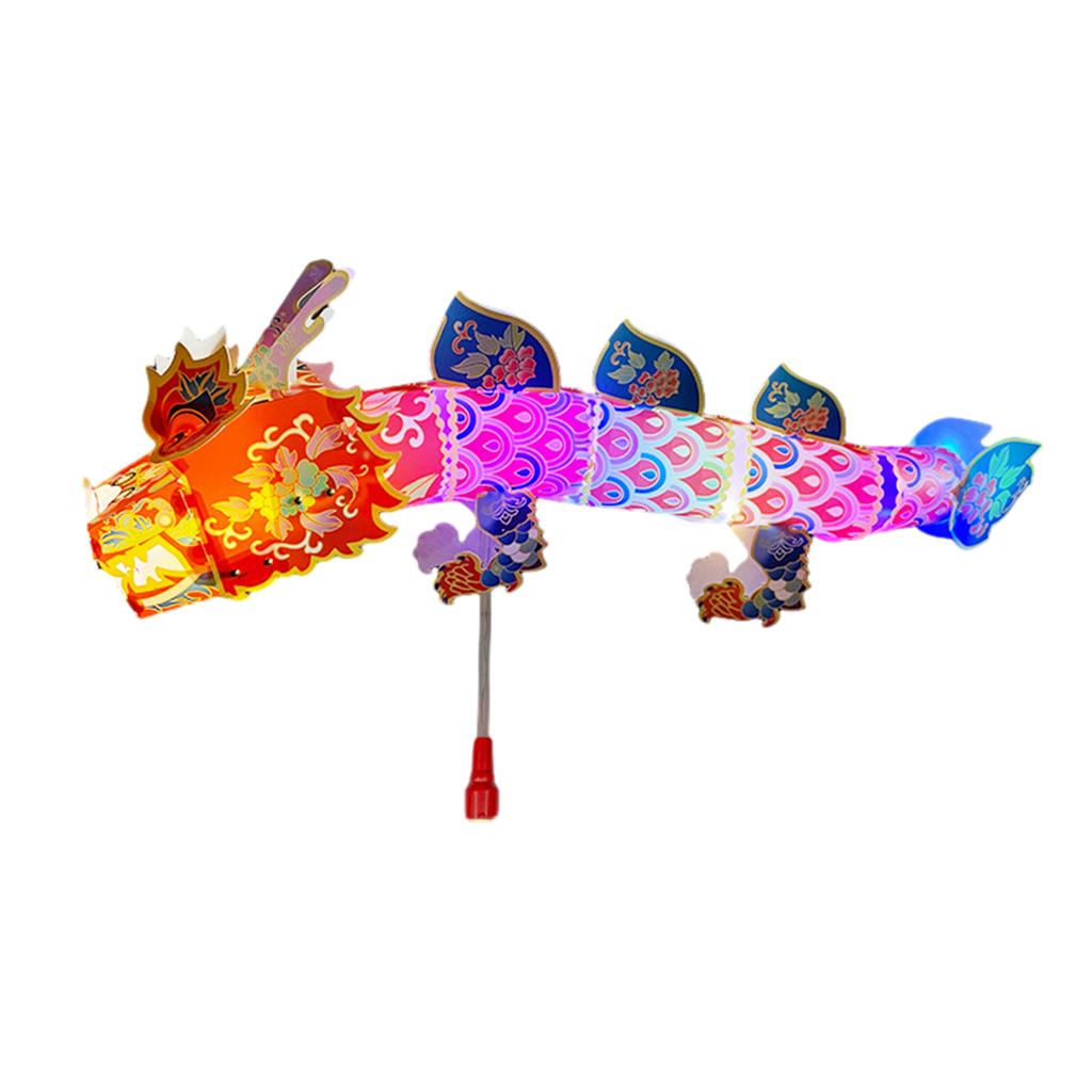Chinese New Year Paper Craft Dragon Lantern Handmade DIY Material Bag Handheld Lantern Festive Celebration Party Props