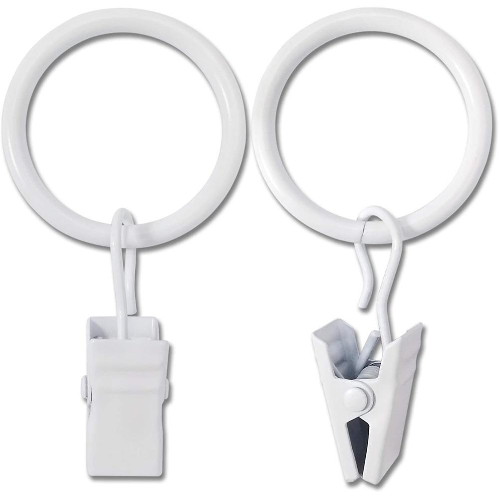 40 Pack Curtain Rings With Clips, Drapery Clips With Rings, Drapes Rings 1.5 In Interior Diameter, Fits Up To 1.2 In Curtain Rod, Black