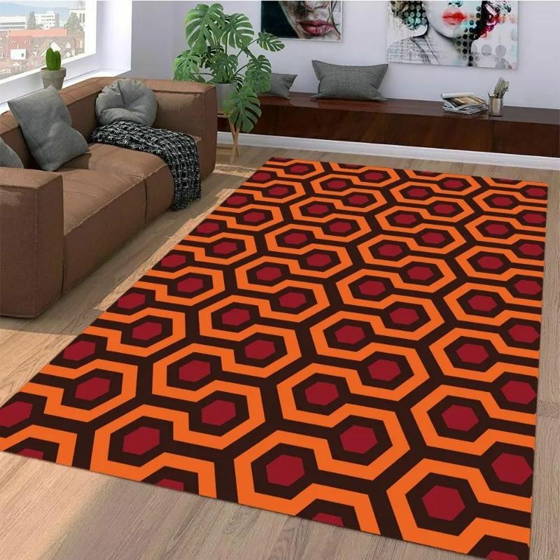 Orange Red Geometric Carpets for Living Room Non Slip Floor Mat Home Hotel Decorative Rugs Bedroom Sofa Coffee Table Area Rug