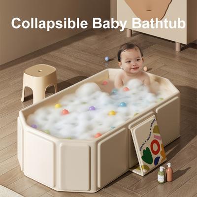 1pc Kids Portable Collapsible Bathtub, PVC Material, Non-Slip Base, Odor-Free, Ideal for Travel & Small Spaces, for 0-8 Years, Bathroom Gift