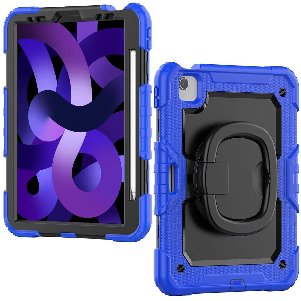 For iPad Pro 11''/Air 4/5,Military Grade Shockproof Protective Silicone Cover 360 Folding Handle Grip + Handle Shoulder Strap