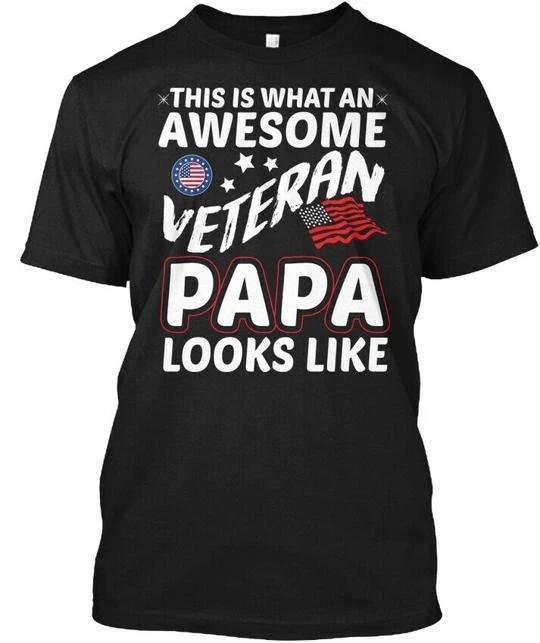 

Veteran Papa 100% Cotton T-shirt Mens Tees Top Made in the USA T-Shirt Tee Top Unisex 2XL