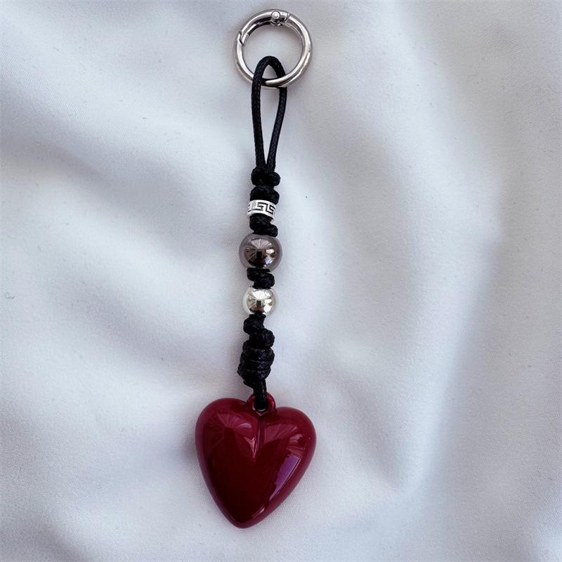 

Chinese-style Handmade Phone Charm Love Heart Pendant Simple Beaded Chain Cellphone Lanyard Trendy Women Y2K Accessories A2