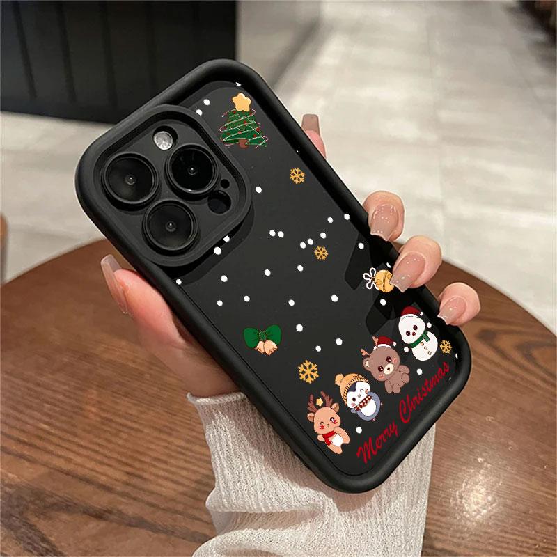 Coque For Iphone 15 13 17 16 Case Christmas Snowman Elk Cute For IPhone 17Air 11 13 12 16 Pro Max 14 Plus Shockproof Phone Cover