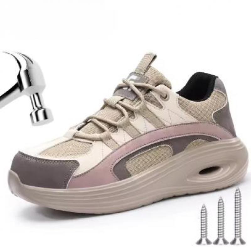 Luftkudde Skyddsskor Stålhätta Arbetskor Skyddande Arbetsneakers Lätta Andningsbara Halkfria Arbetskor för Kvinnor