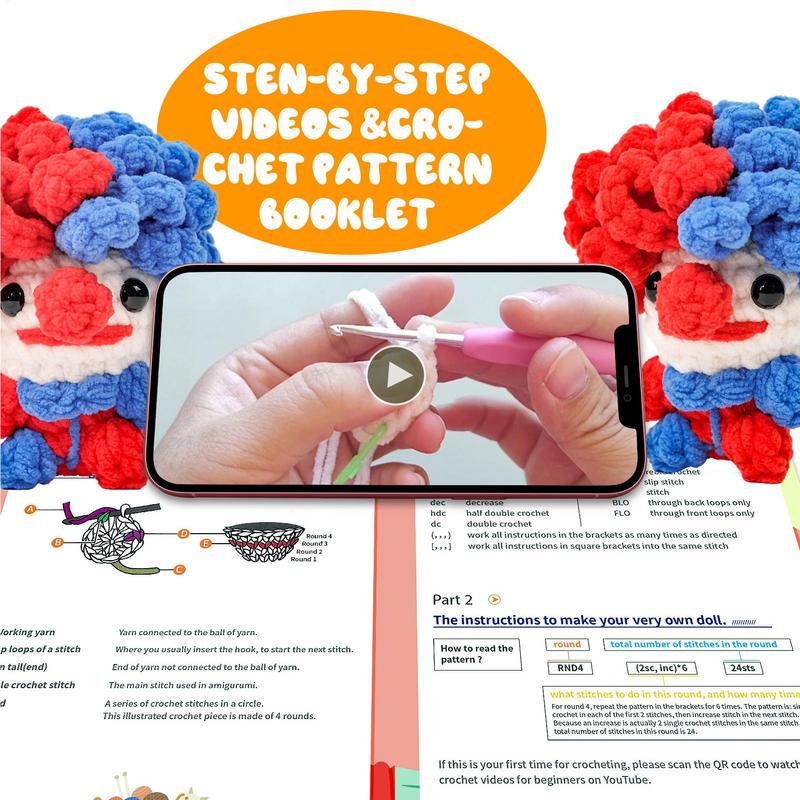 Beginners Crochet Kit Complete Beginner Crochet Kit Red And Blue Doll Crochet Kit For Beginners Handmade Knitting Kit With