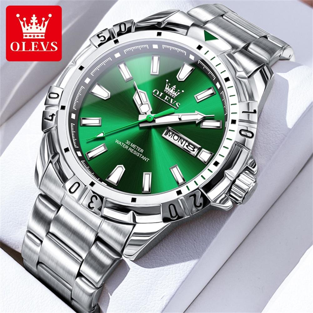 OLEVS 5560 Luxury Brand Men's Quartz Watches Calendar Week Waterproof Luminous Stainless Steel Dress Business Wristwatch for Man
