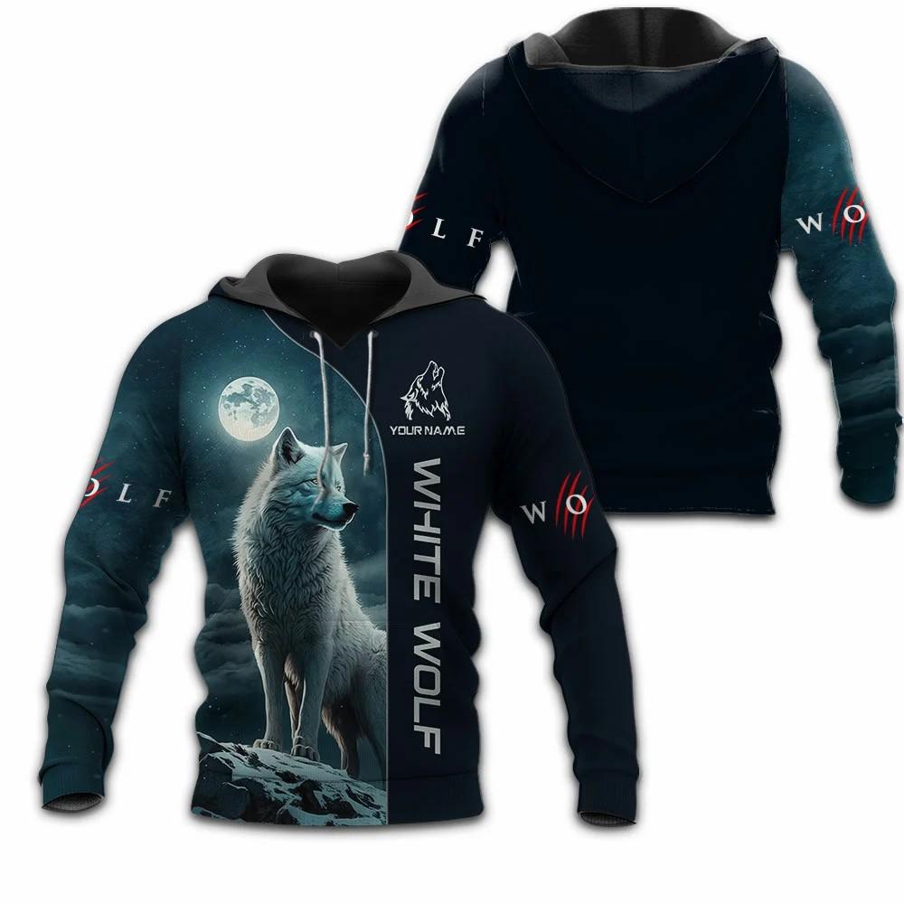 New Graphic Wolf Men's Fashion 3D Print Hoodie Streetwear Hoodies Long Sleeve Hooded Print Front Pocket Design Hoodie Sweatshirt