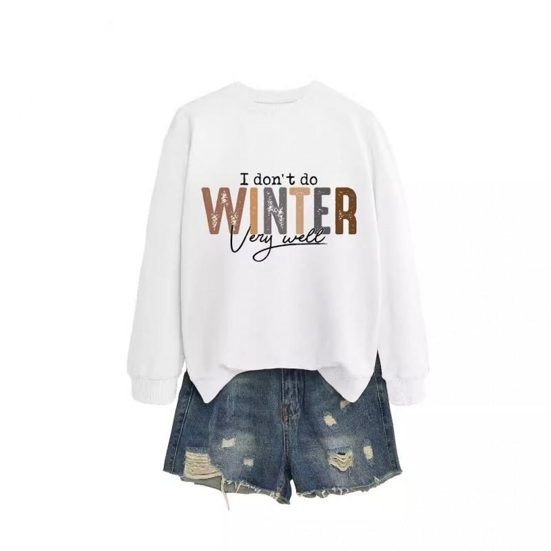 Womens Long Sleeve Round Neck Graphic Print Loose Fit Sweatshirt Casual Fashion Top