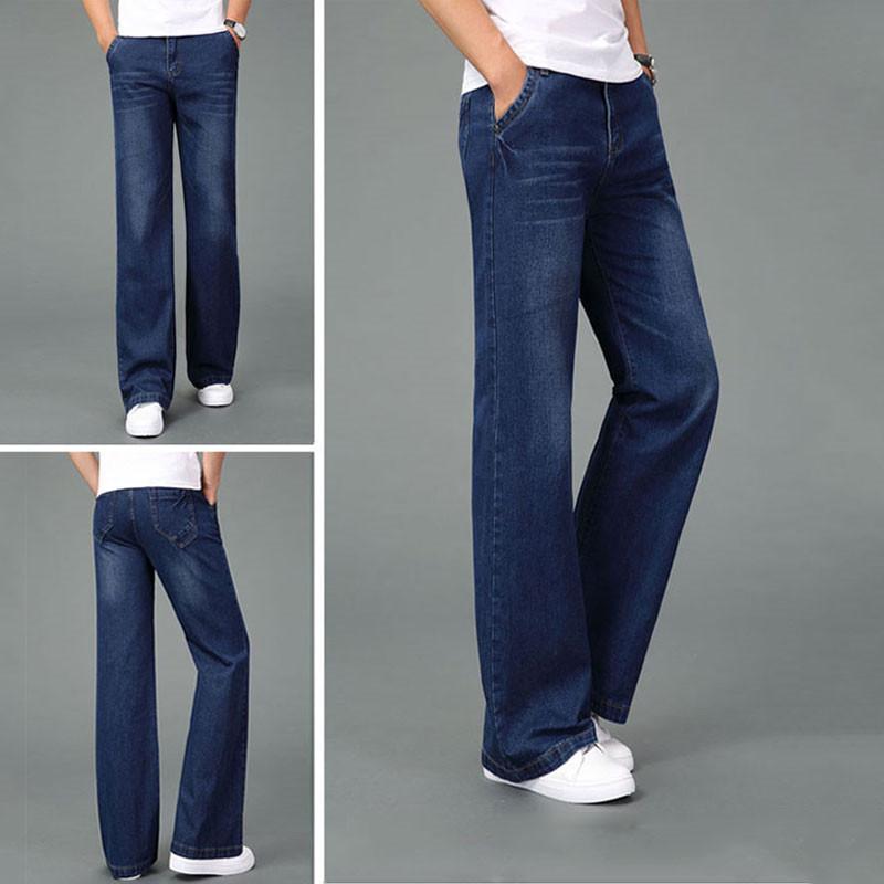 Jeans Men Winter Thick Warm Loose Wide-Leg Pants Men's Mid-Waist Slightly Raised Denim Pants